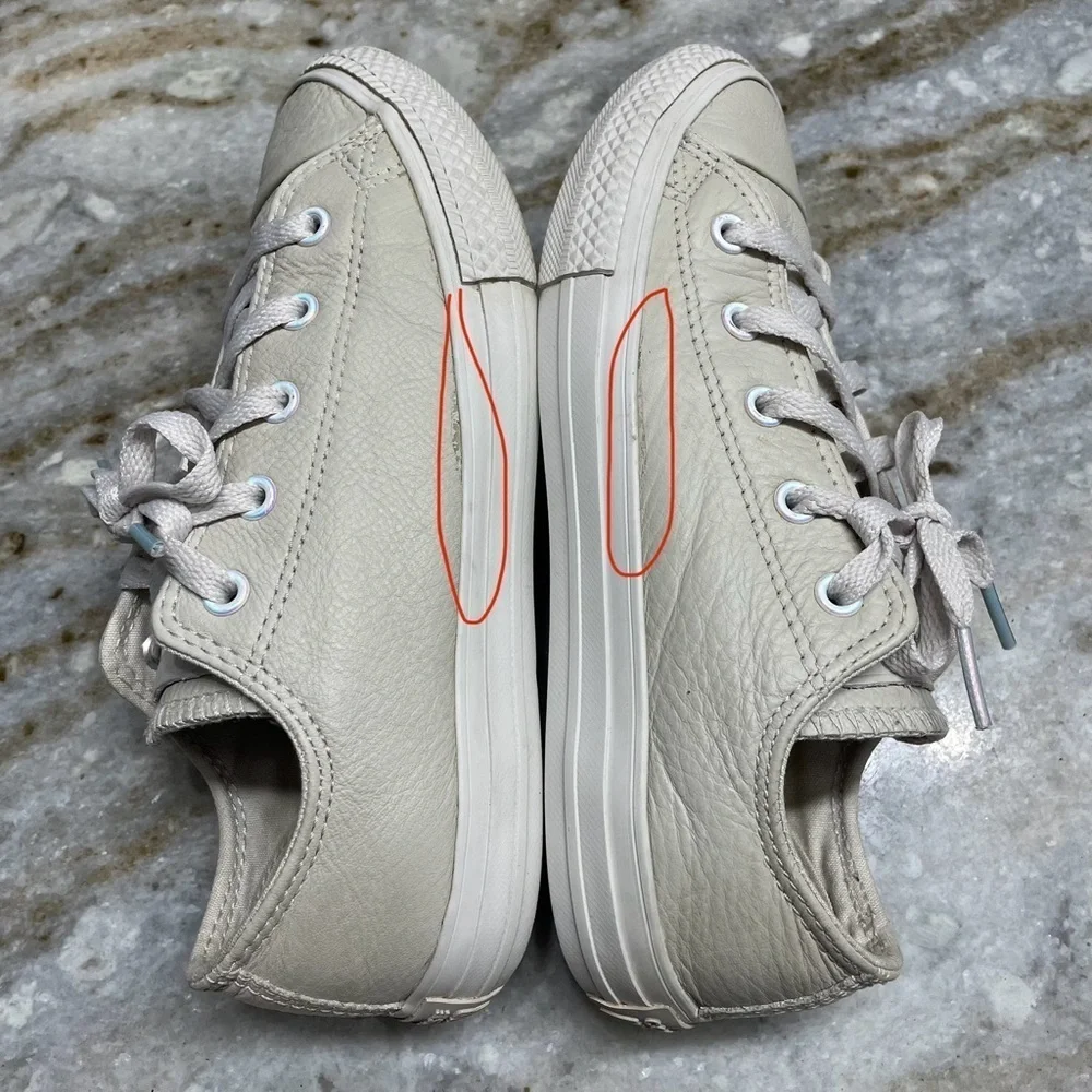 CONVERSE BEIGE LEATHER LOW SHOES